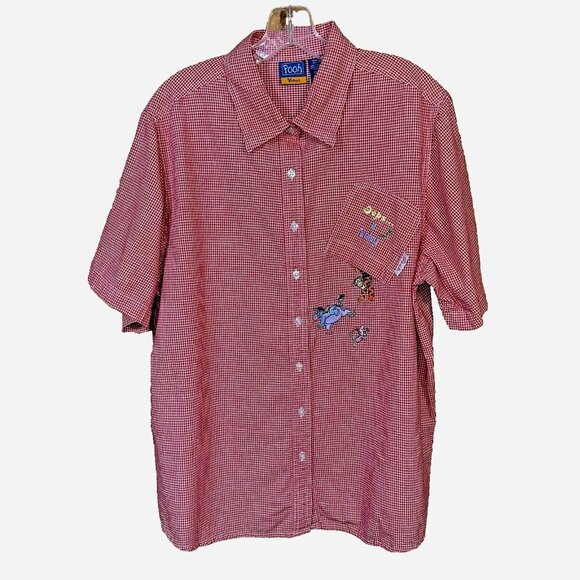 Vintage Disney Winnie the Pooh Gingham Button-Up Shirt • Plus 18/20W • Kidcore - Picture 1 of 7